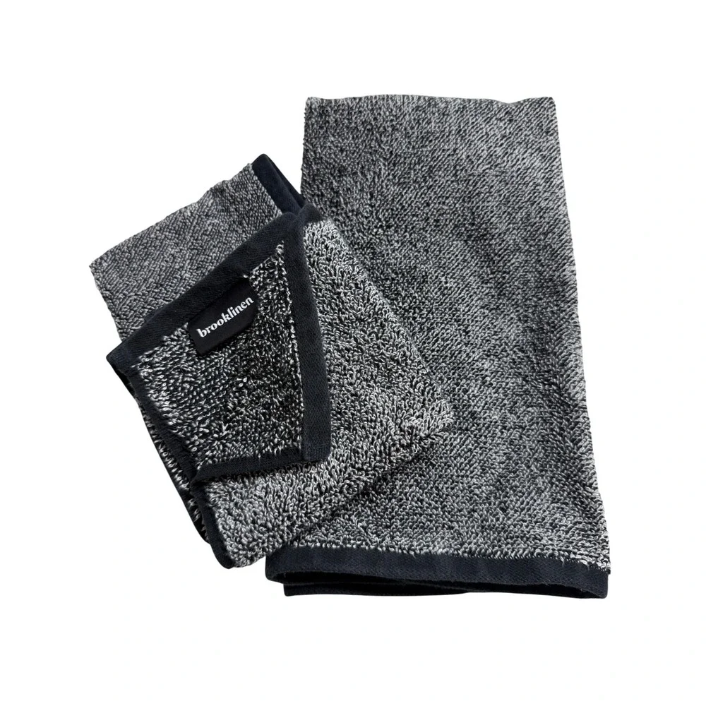 Brooklinen Towel Set Black/White Turkish Cotton Marl 3 Pc 1 hand towel 2 wash